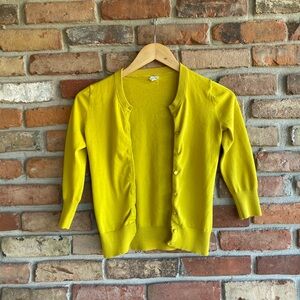 J.Crew Women’s XXS Yellow Crewneck Button Cardigan Sweater